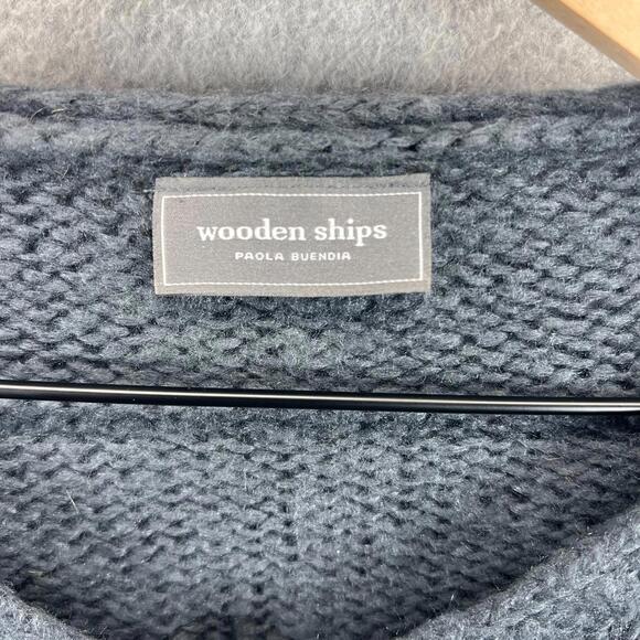 Wooden Ships Mama Bear Sweater Gray Blue Womens XS/S RARE! EUC - Picture 2 of 6